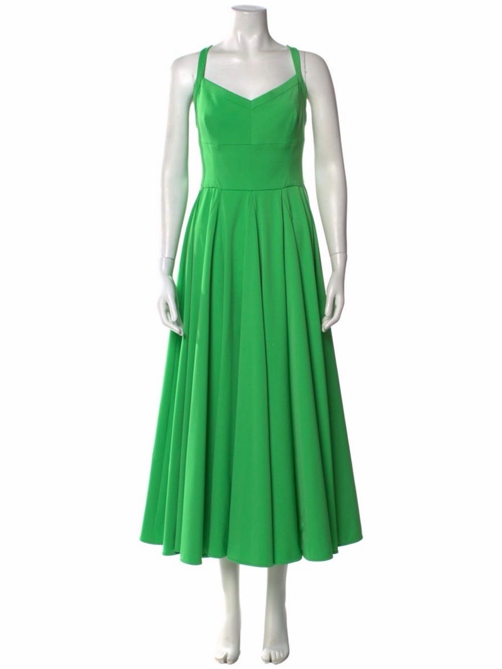 Emilia Wickstead Green A-Line Spaghetti Strap Dress